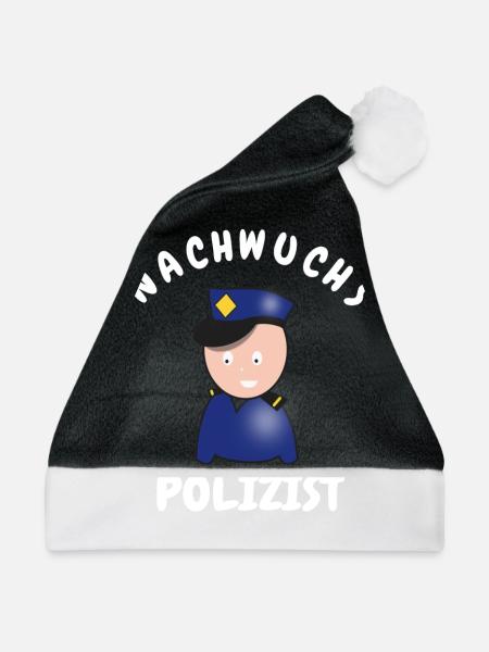 Nachwuchs Polizist - Weihnachtsmütze - Schwarz/Weiß - Vorne