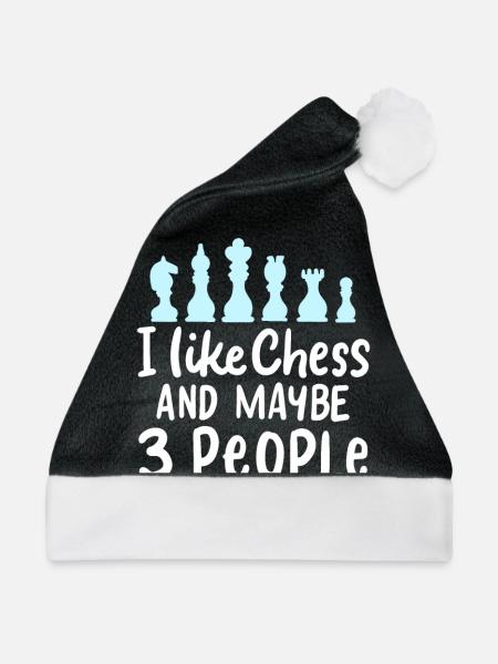 CHESS : I Like Chess - Weihnachtsmütze - Schwarz/Weiß - Vorne