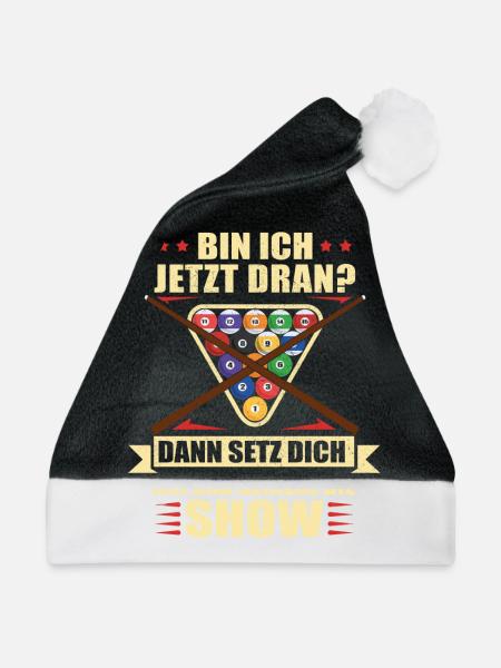 Billard - Bin ich jetzt dran? Dann setz dich hin - Weihnachtsmütze - Schwarz/Weiß - Vorne