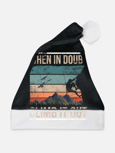 Retro Kletter Bouldern Boulder - Weihnachtsmütze - Schwarz/Weiß - Vorne
