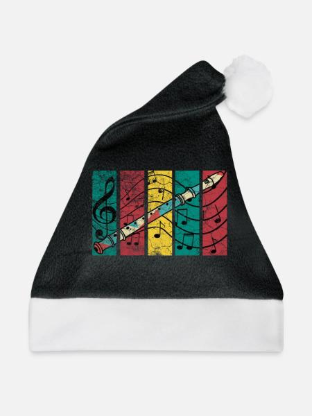 Blockflöte - Weihnachtsmütze - Schwarz/Weiß - Vorne