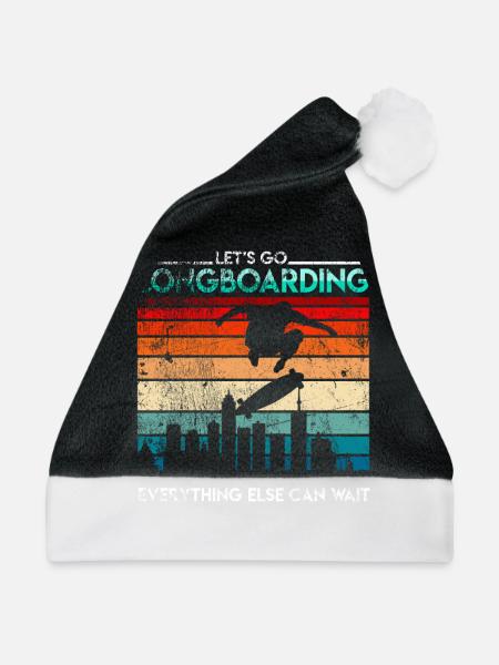 Retro Longboarder Longboard - Weihnachtsmütze - Schwarz/Weiß - Vorne