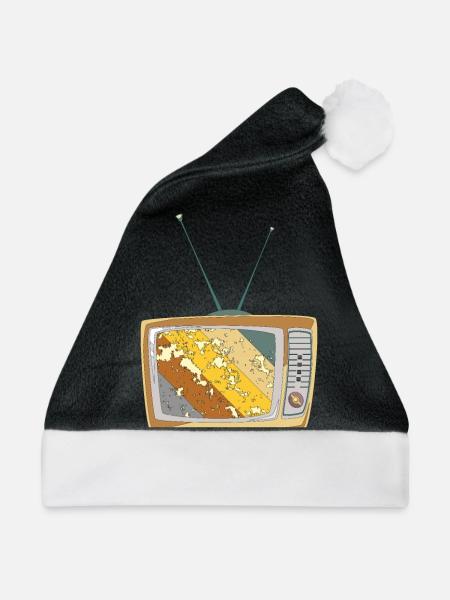 Retro TV - Weihnachtsmütze - Schwarz/Weiß - Vorne