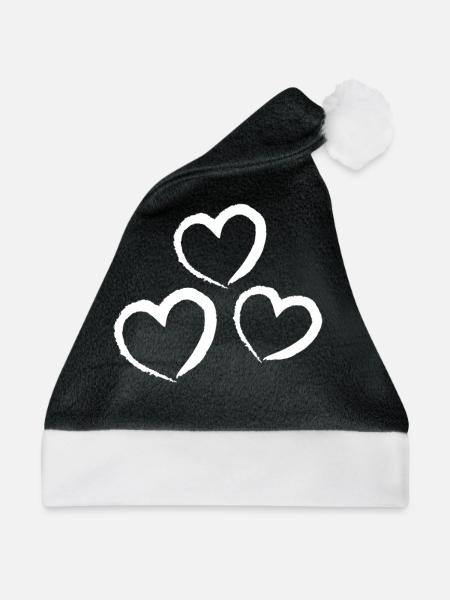Herzen - Weihnachtsmütze - Schwarz/Weiß