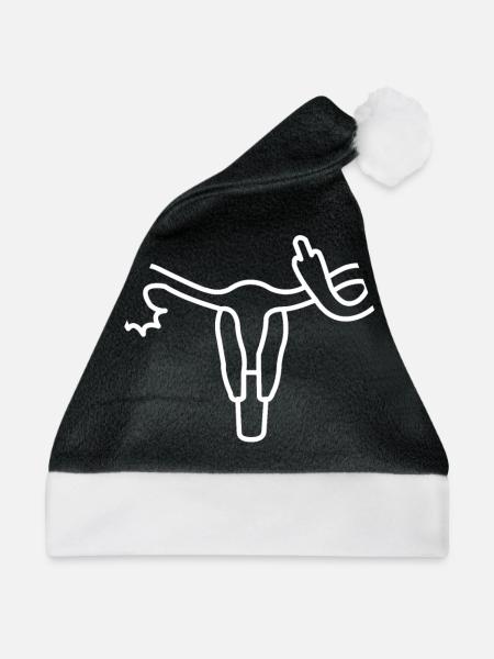 Uterus Feminismus Frauenrechte - Weihnachtsmütze - Schwarz/Weiß - Vorne