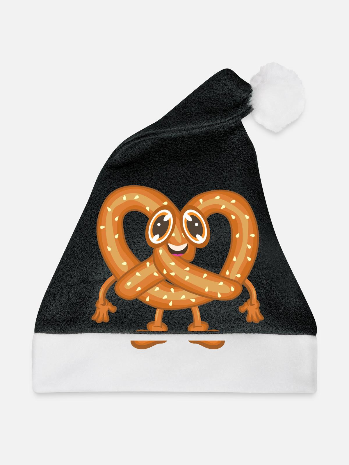 Brezel - Weihnachtsmütze - Schwarz/Weiß - Vorne