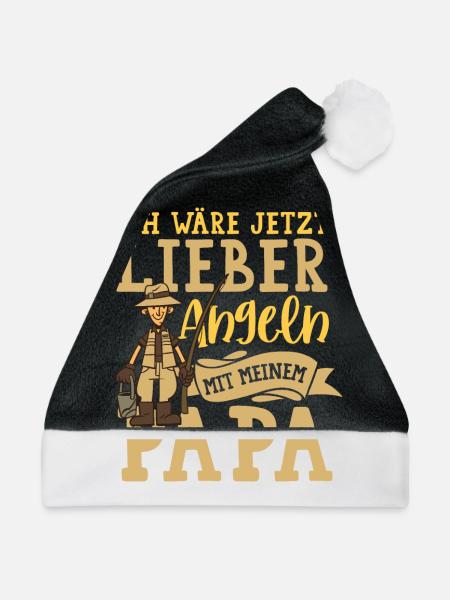 Ich Wäre Jetzt Lieber Angeln Mit Meinem Papa - Weihnachtsmütze - Schwarz/Weiß