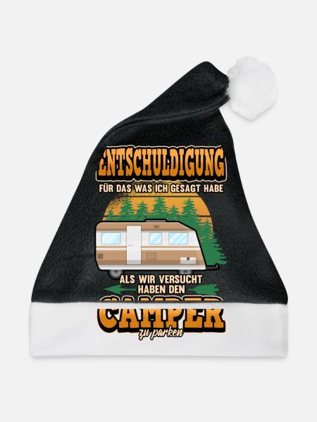Lustig Wohnwagen Camper Campen Spruch Geschenk - Weihnachtsmütze - Schwarz/Weiß