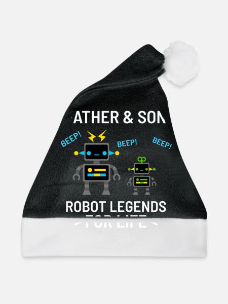 Roboter Computer Vater Sohn Geschenk - Weihnachtsmütze - Schwarz/Weiß