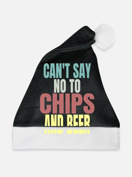 Chips und Bier - Weihnachtsmütze - Schwarz/Weiß