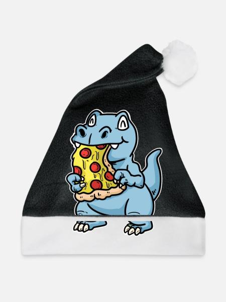 Pizzastück Pizza Salamipizza - Weihnachtsmütze - Schwarz/Weiß - Vorne