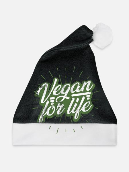 Vegan Veganer - Weihnachtsmütze - Schwarz/Weiß - Vorne