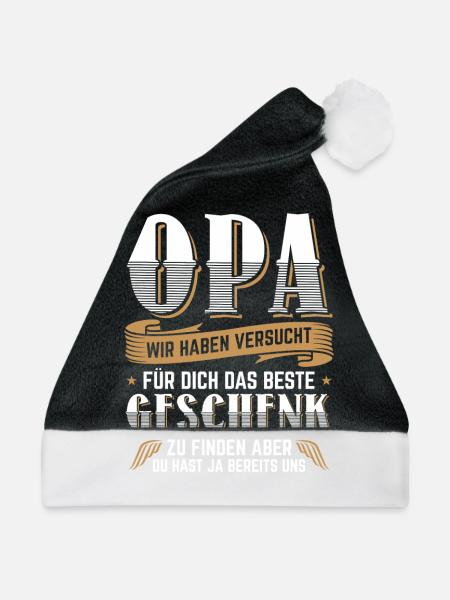 Opa Geschenk Geburtstag Geschenkidee - Weihnachtsmütze - Schwarz/Weiß - Vorne