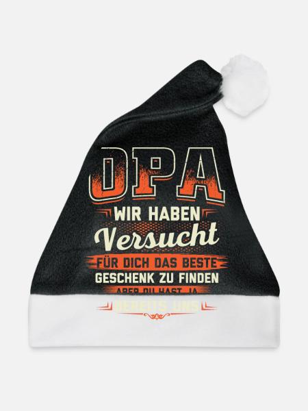 Opa Geschenkidee Geschenk Geburtstag - Weihnachtsmütze - Schwarz/Weiß - Vorne