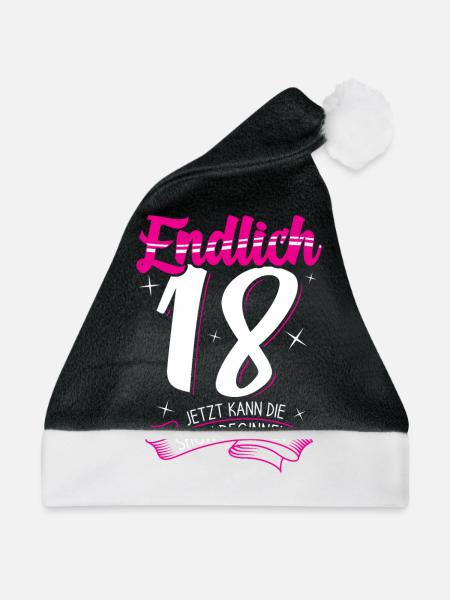 Endlich 18 Geburtstag Geschenk Mädchen - Weihnachtsmütze - Schwarz/Weiß