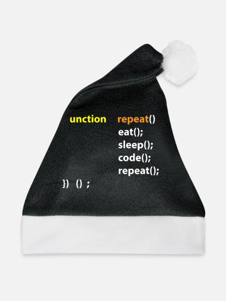 Code Eat Sleep Repeat Hacker IT Geschenk - Weihnachtsmütze - Schwarz/Weiß - Vorne