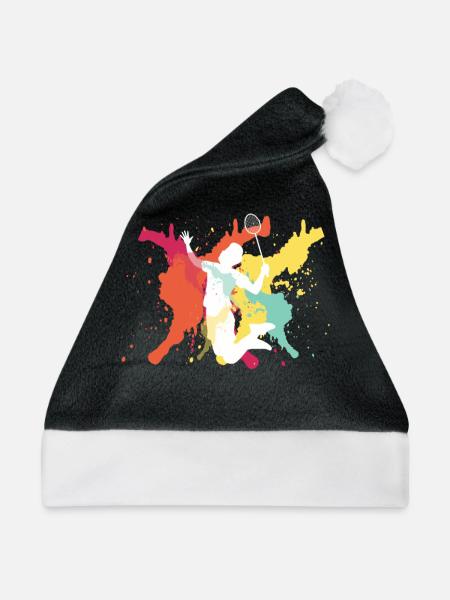Badmintonspieler - Weihnachtsmütze - Schwarz/Weiß - Vorne