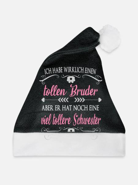Toller Bruder tollere Schwester - Weihnachtsmütze - Schwarz/Weiß - Vorne