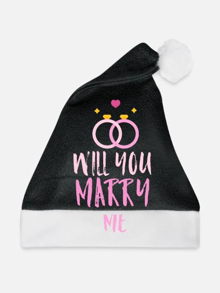 Willst du mich heiraten - Weihnachtsmütze - Schwarz/Weiß - Vorne
