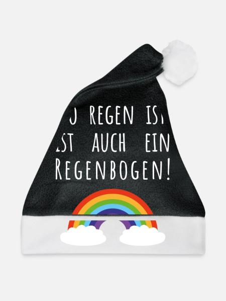 Spruch "Wo Regen ist, ist auch ein Regenbogen" - Weihnachtsmütze - Schwarz/Weiß