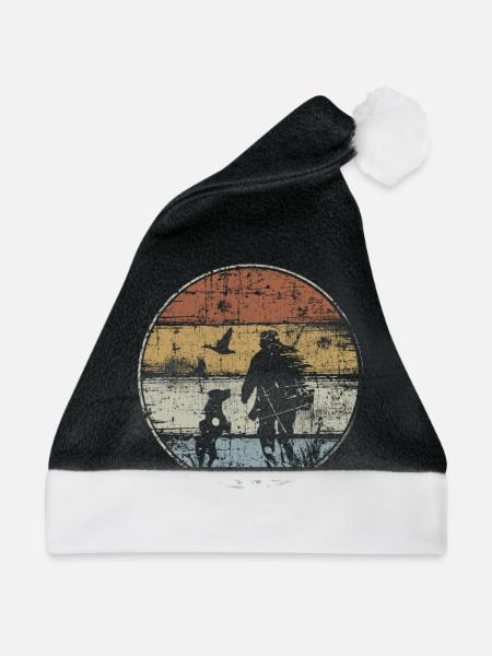 Jäger mit Jagdhund - Weihnachtsmütze - Schwarz/Weiß - Vorne