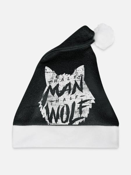 Wolf - Weihnachtsmütze - Schwarz/Weiß