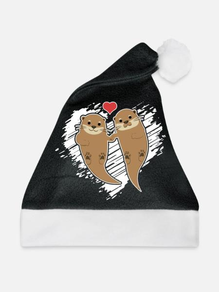 Otter Otter verliebt - Weihnachtsmütze - Schwarz/Weiß