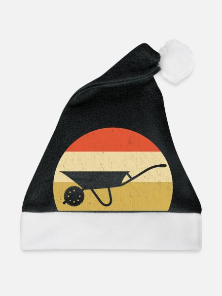 Schubkarre Retro Garten Geschenk - Weihnachtsmütze - Schwarz/Weiß