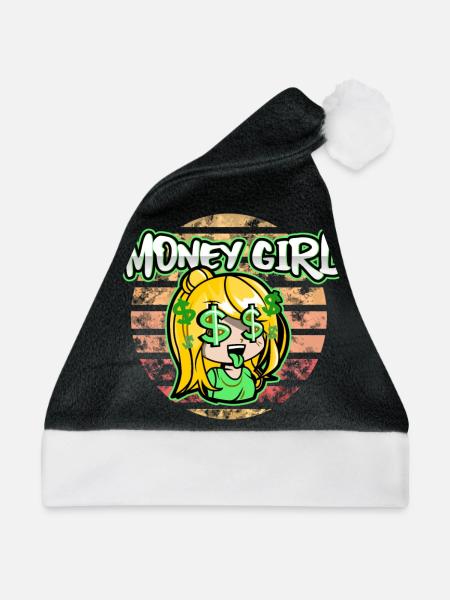 Money Girl - Weihnachtsmütze - Schwarz/Weiß - Vorne