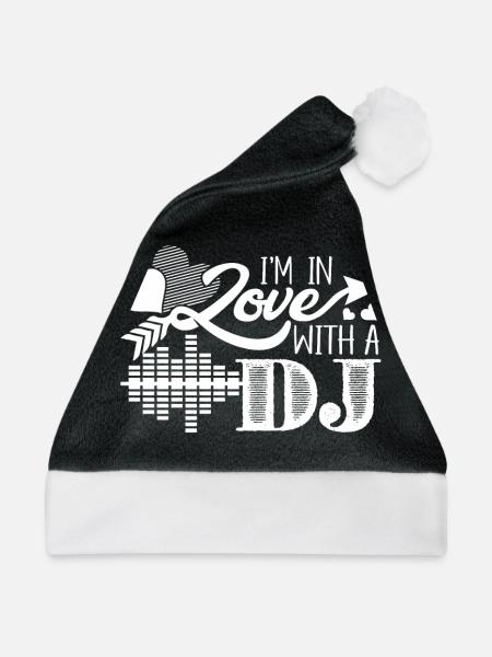 DJ Ich bin verliebt in einen DJ - Weihnachtsmütze - Schwarz/Weiß - Vorne