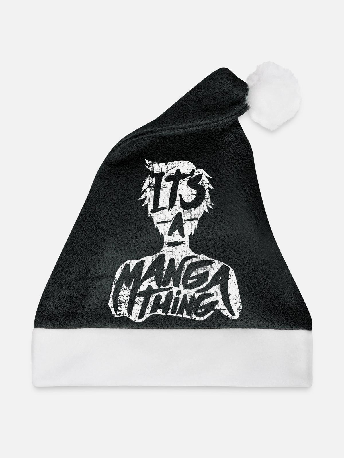 Manga - Weihnachtsmütze - Schwarz/Weiß - Vorne