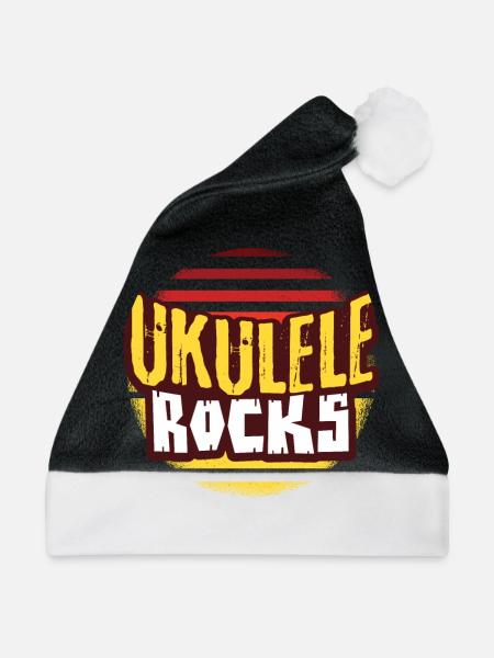 Ukulele - Weihnachtsmütze - Schwarz/Weiß