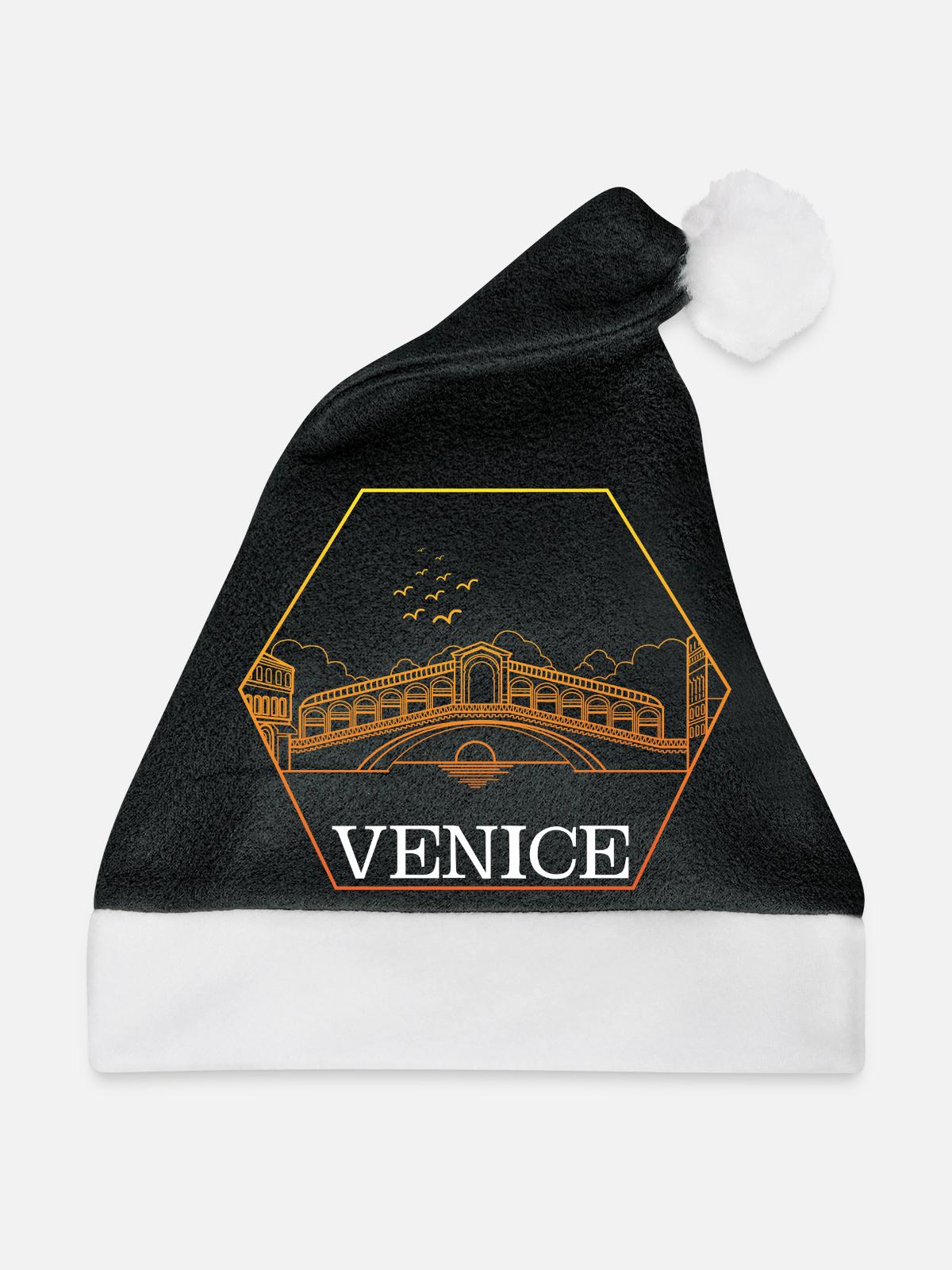 Venedig - Weihnachtsmütze - Schwarz/Weiß - Vorne
