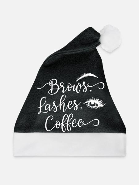 Brows Lashes Coffee - Weihnachtsmütze - Schwarz/Weiß