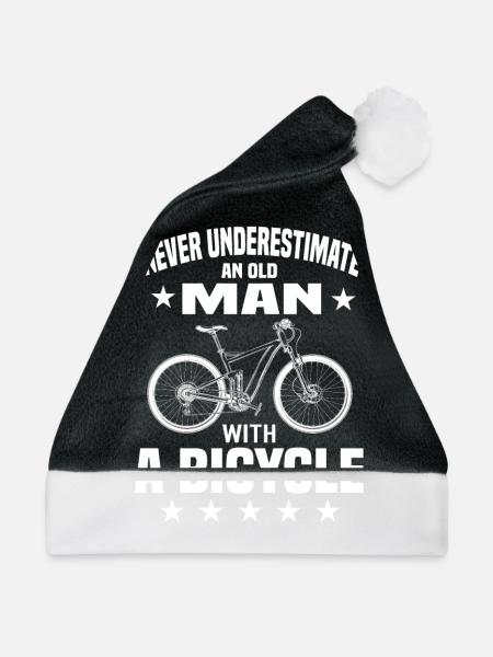 Alter Mann Fahrrad - Weihnachtsmütze - Schwarz/Weiß