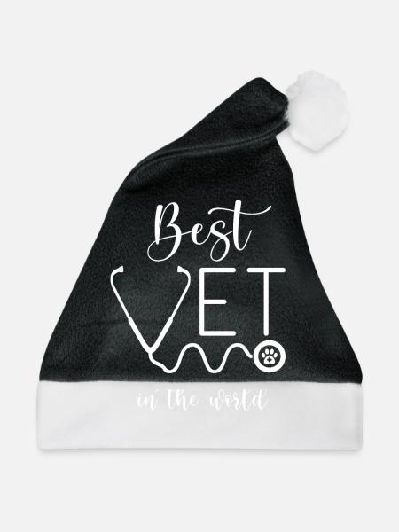 Tierarzt Geschenk Spruch Bester Tierarzt - Weihnachtsmütze - Schwarz/Weiß