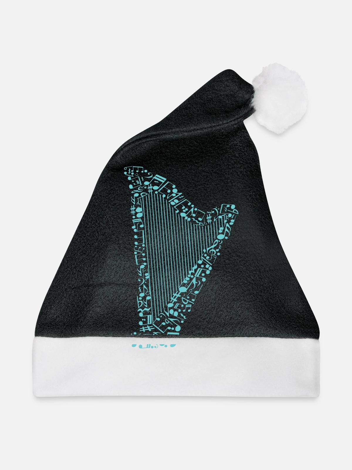 Harfe - Weihnachtsmütze - Schwarz/Weiß - Vorne