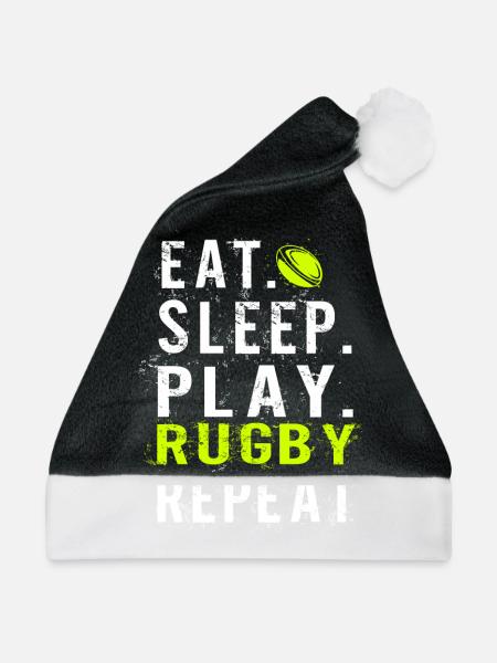 Eat sleep Rugby - Weihnachtsmütze - Schwarz/Weiß