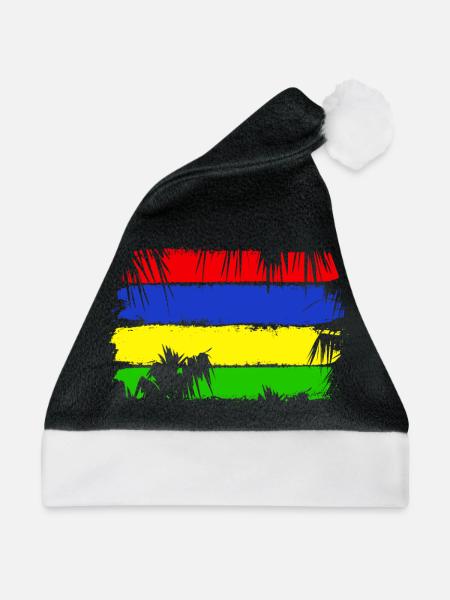Mauritius Flagge - Weihnachtsmütze - Schwarz/Weiß - Vorne