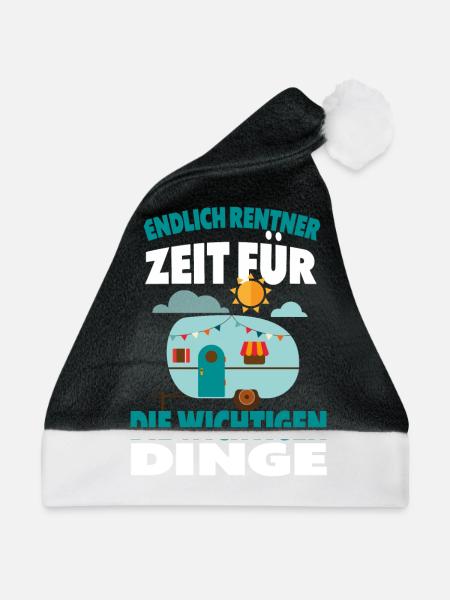 Endlich Rentner Camping Rentner - Weihnachtsmütze - Schwarz/Weiß