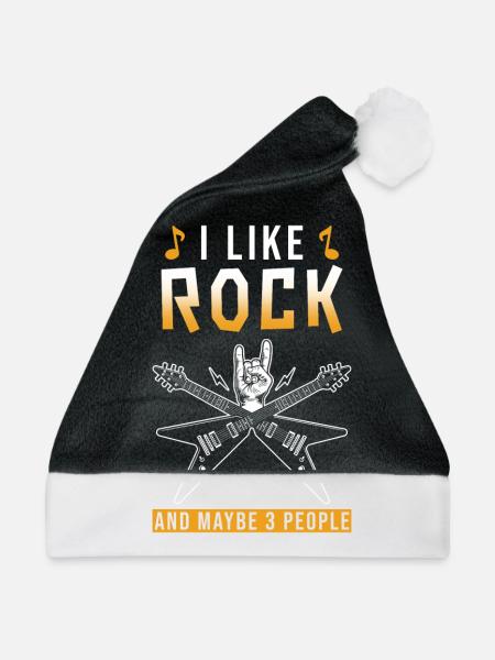Rock Spruch lustig Rocker - Weihnachtsmütze - Schwarz/Weiß - Vorne