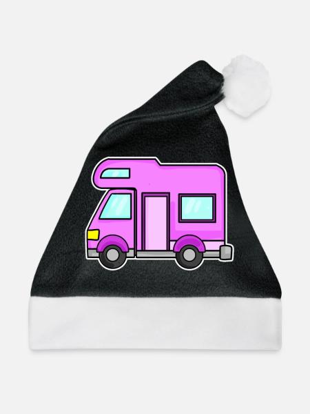 Camping Wohnwagen für Damen - Weihnachtsmütze - Schwarz/Weiß - Vorne
