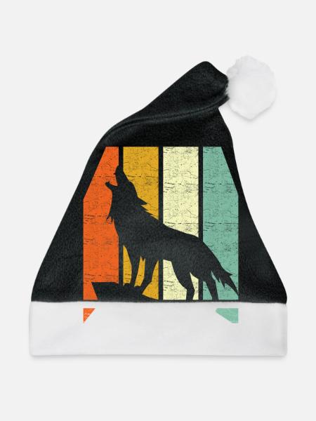 Wolf Retro - Weihnachtsmütze - Schwarz/Weiß