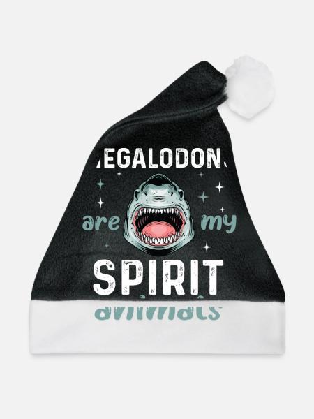 Lieblingstier Megalodon - Weihnachtsmütze - Schwarz/Weiß - Vorne