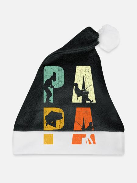Angler Papa Angeln Geschenk - Weihnachtsmütze - Schwarz/Weiß