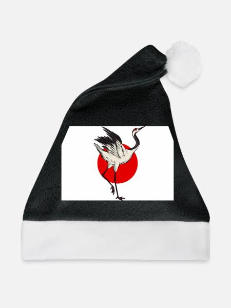 Kranich Japan - Weihnachtsmütze - Schwarz/Weiß