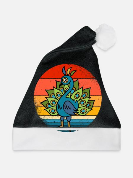 Pfau - Weihnachtsmütze - Schwarz/Weiß
