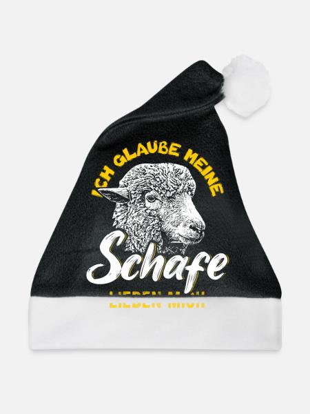 Hausschaf Merinoschaf Schafbock - Weihnachtsmütze - Schwarz/Weiß - Vorne