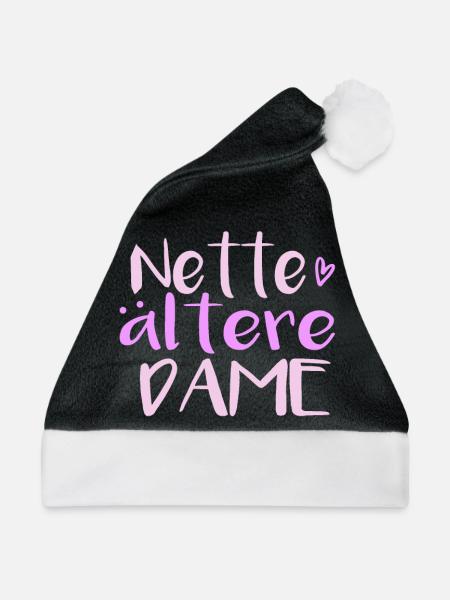 Nette ältere Dame - Weihnachtsmütze - Schwarz/Weiß