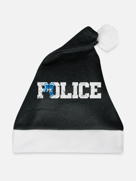 Polizeimarke Police - Weihnachtsmütze - Schwarz/Weiß